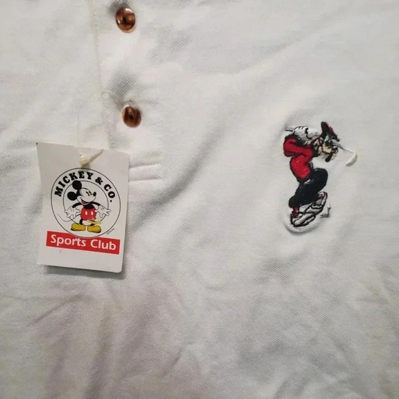 NWT Disney Mickey Mouse Sports Club Polo Shirt Mens Medium White Deadstock - Picture 13 of 13